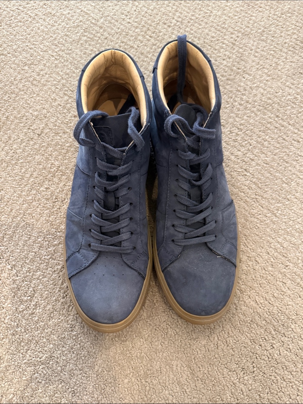 Greats Navy Suede High-Top Sneakers with Gum Sole